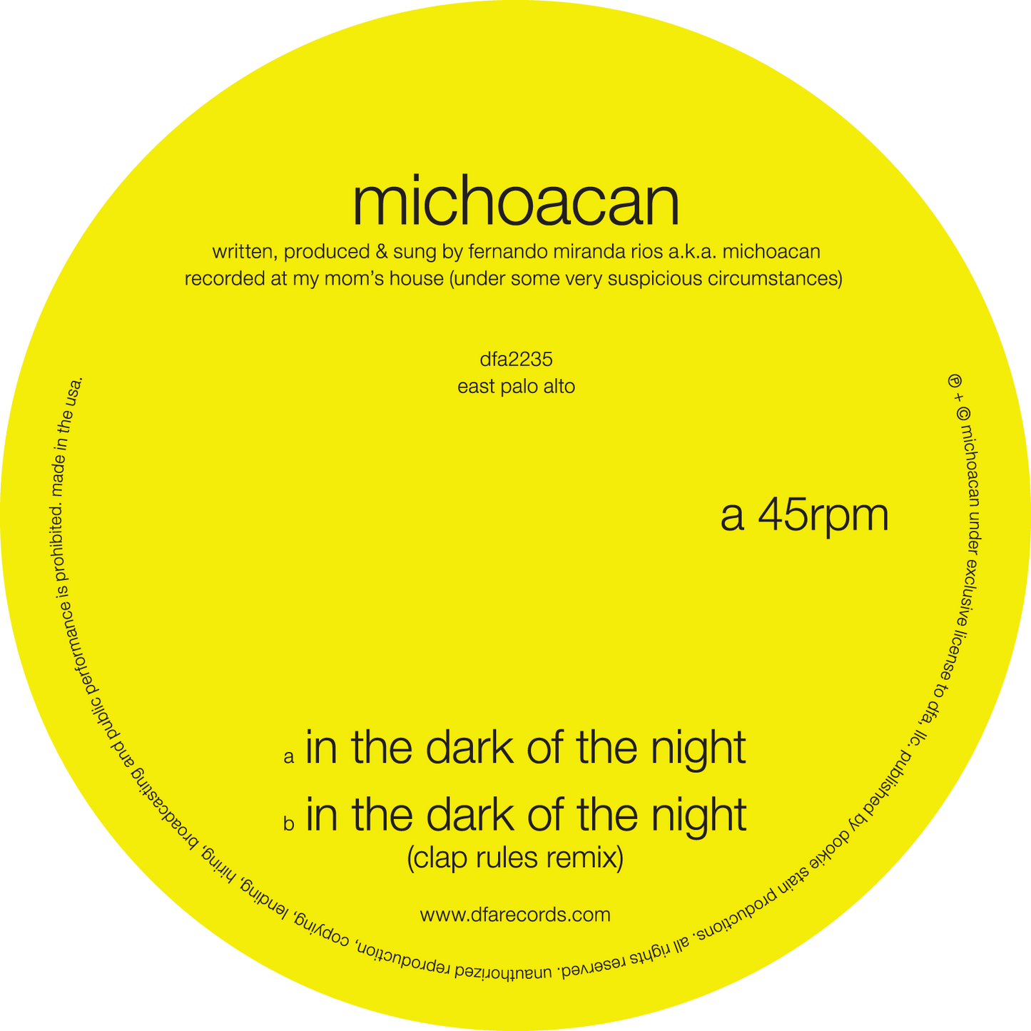 Michoacan - In the Dark Of The Night 12"