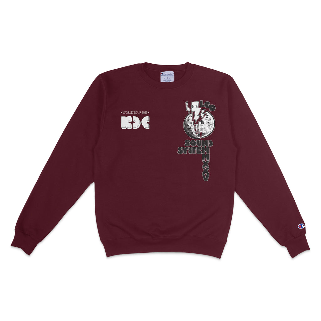 LCD Soundsystem - Knockdown Center 2025 Maroon Crewneck Sweatshirt