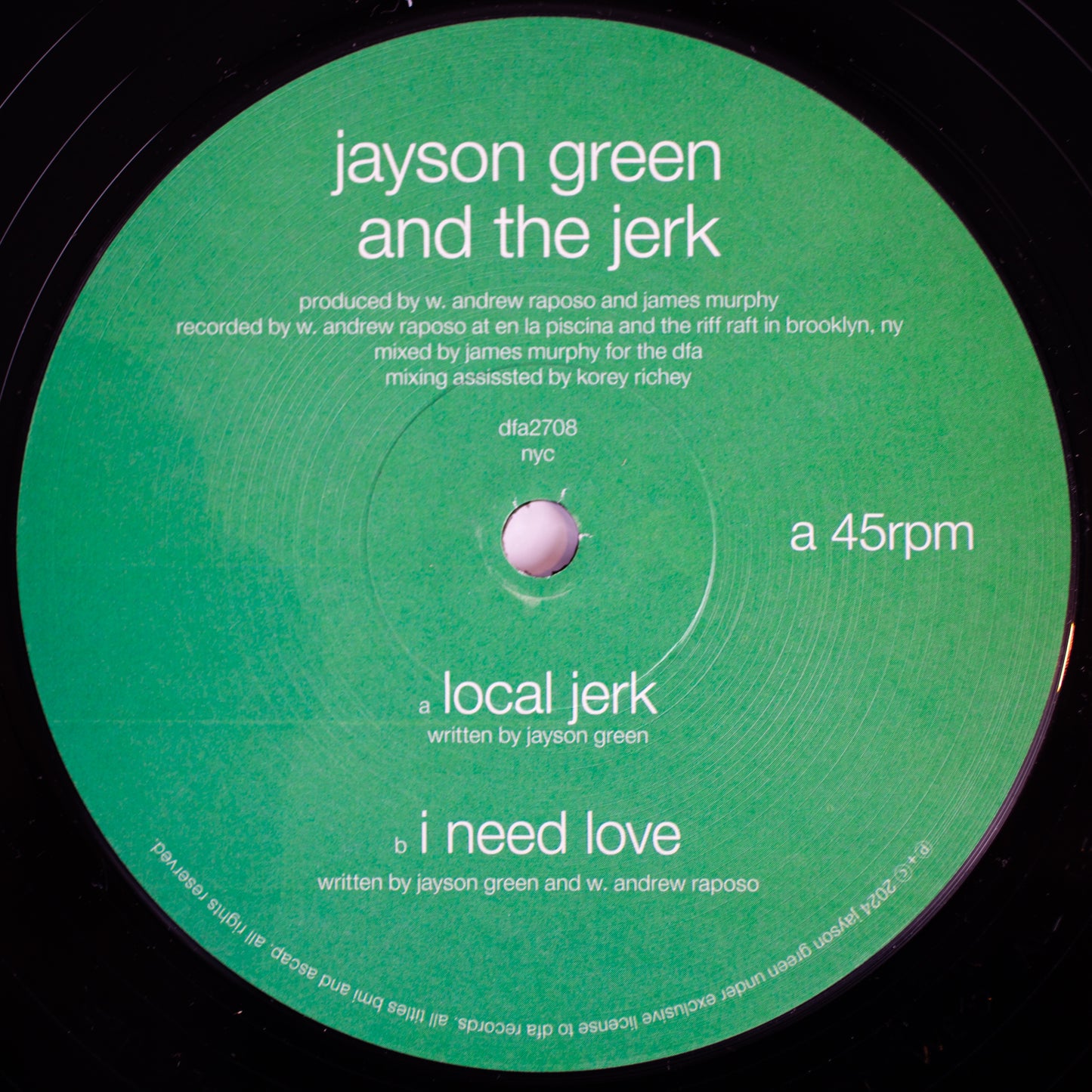 Jayson Green & The Jerk - Local Jerk / I Need Love 12"
