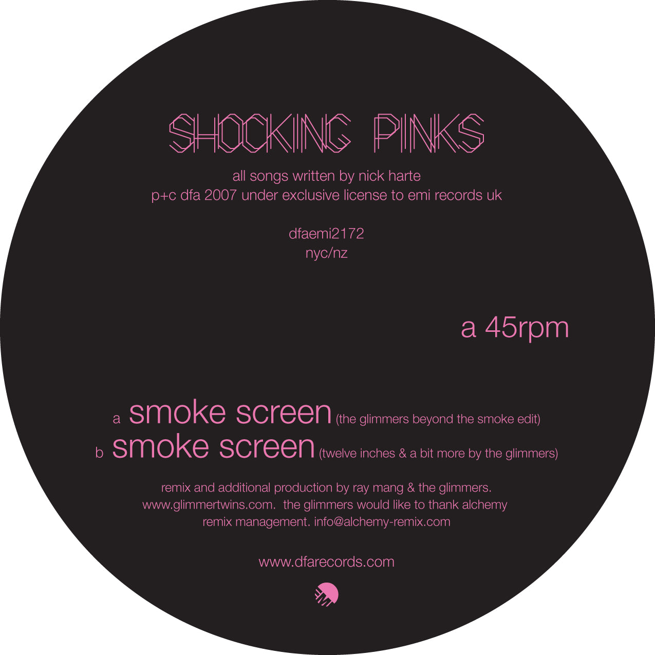 Shocking Pinks - Smoke Screen The Glimmers Remixes 12"