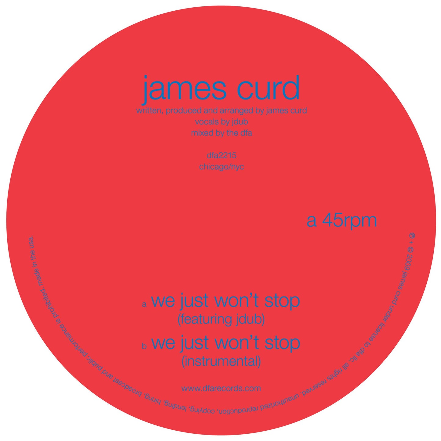 James Curd - We Just Won't Stop 12"