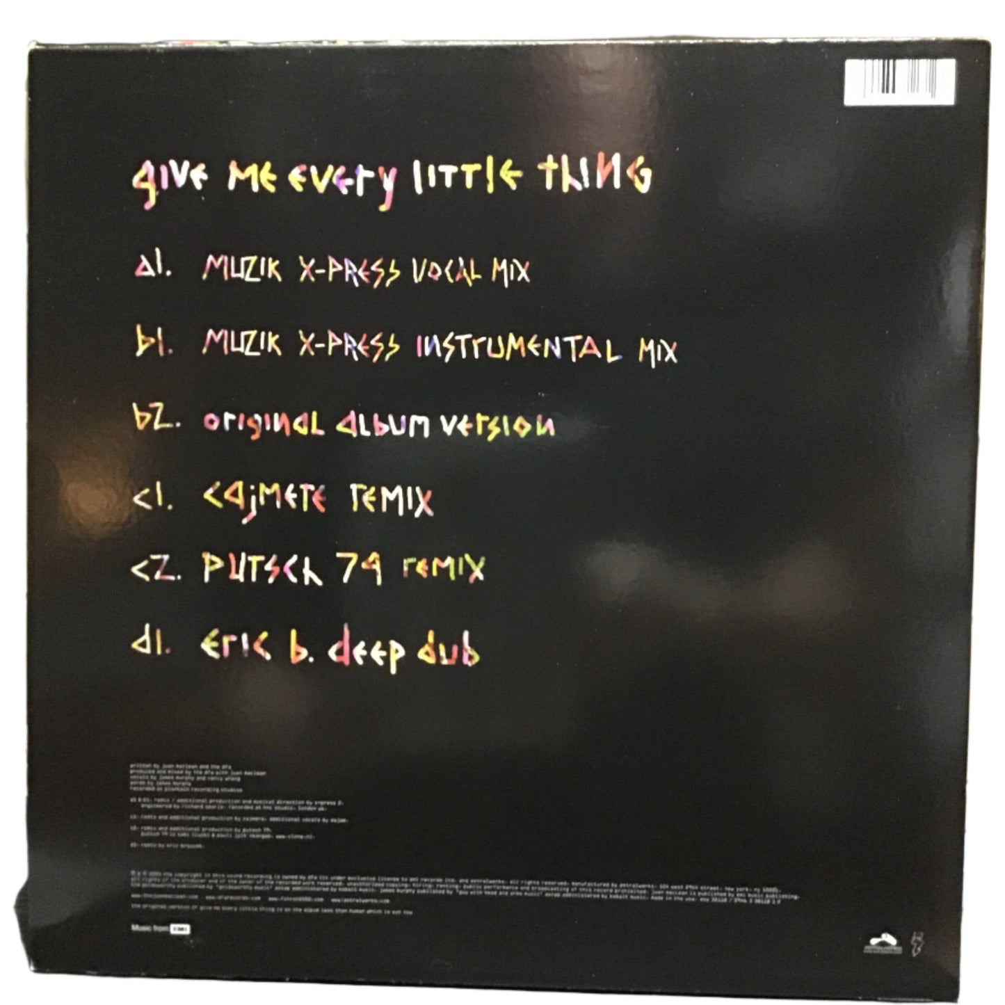 The Juan Maclean - Give Me Every Little Thing 12x2  w/ vocals by James Murphy and Nancy Whang